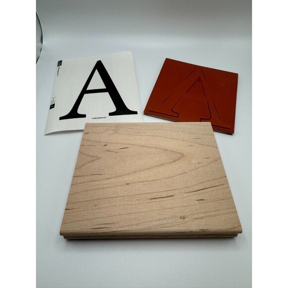 Stampin Up Rubber Stamp Monogram Letter Capital A Two Sided Wood Mount Large - Picture 1 of 2
